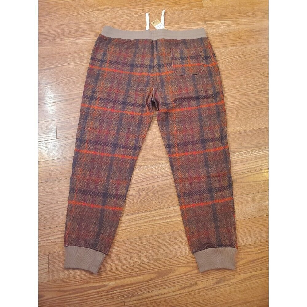 Mcnairy & Co Sweatpants Mens SZ XXL Brown Red Plaid Cuffed Drawstring Streetwear - Picture 8 of 8